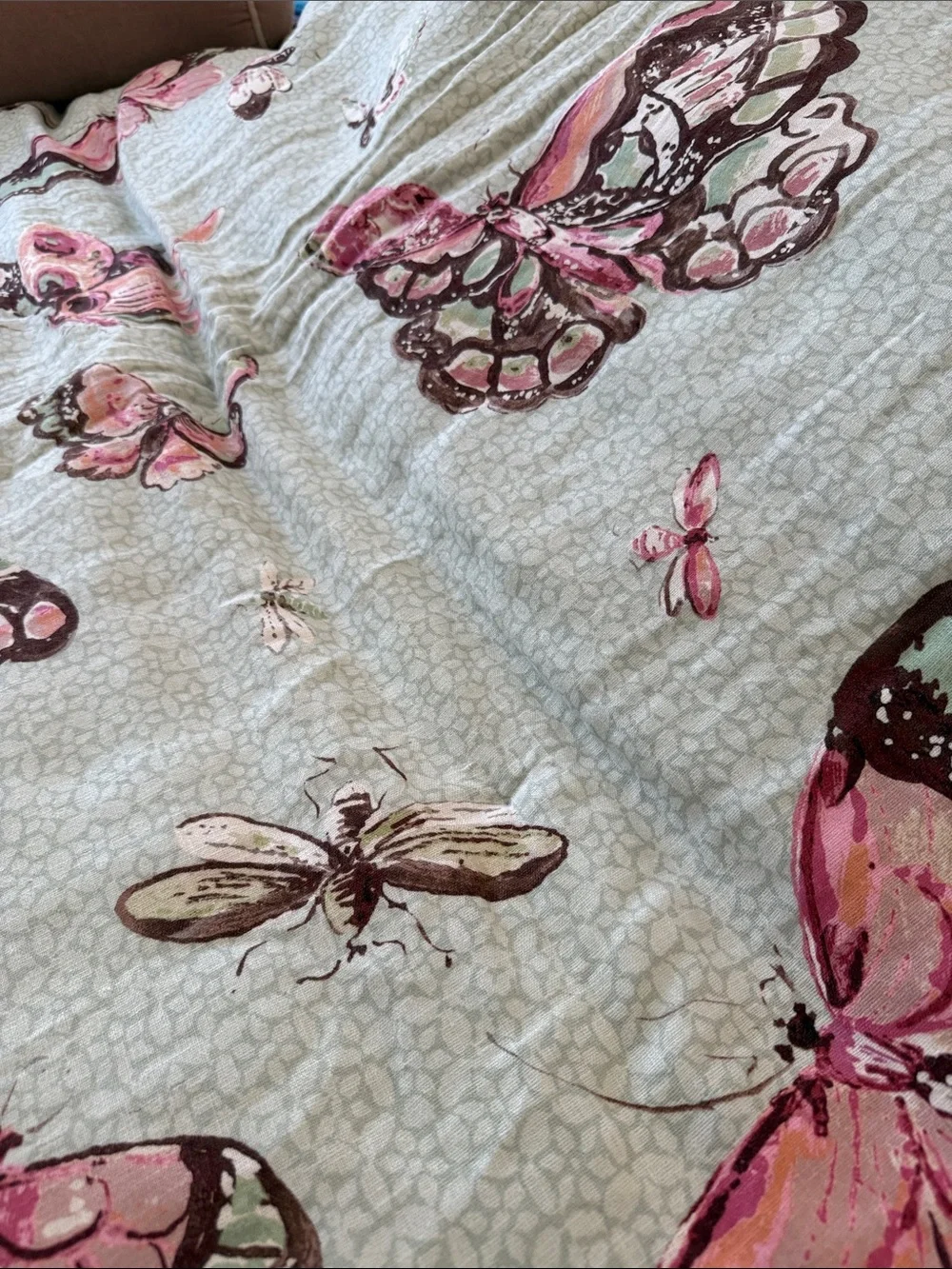Custom designer twin Butterfly Reversible linen mix comforter, twin.